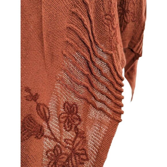Monoreno Women Rust Brown Floral Embroidered Sweater Size Large - Picture 9 of 14